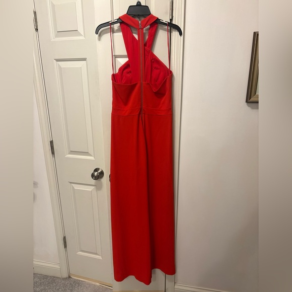 Alice + Olivia Red Halter Wide-Leg Jumpsuit - Picture 4 of 7